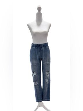 Cloth & Stone Distressed Denim Joggers - Anthropologie - size medium woman